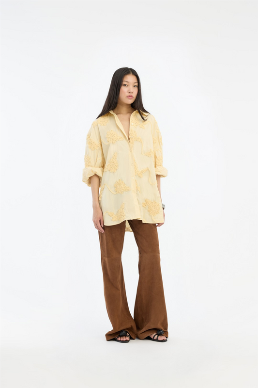 Flower Oversized Shirt Italian Straw