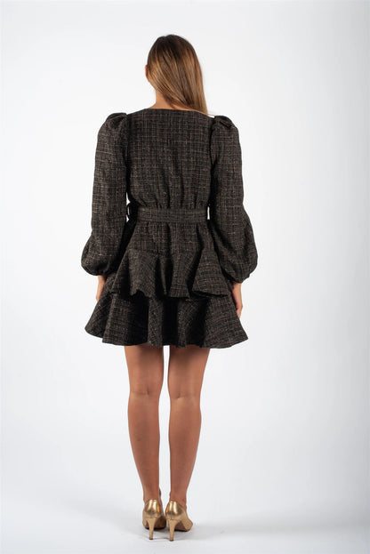 Wavy dress Black Tweed