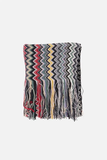 Zigzag Fringe Scarf Brown