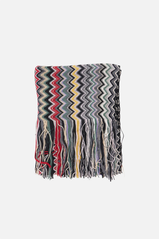 Zigzag Fringe Scarf Brown