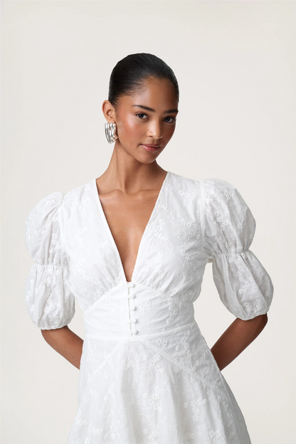 Sicily Mini Dress White Embroidery