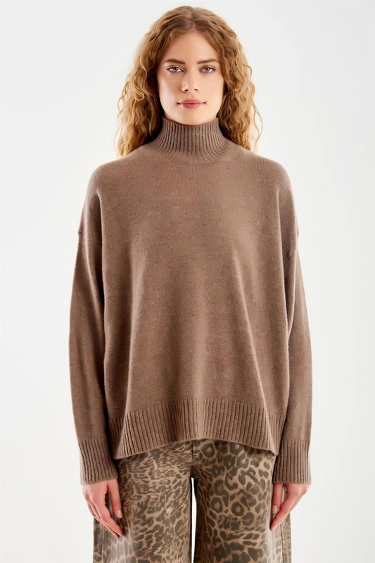 Cashmere Turtleneck Sweater Tortora Melange