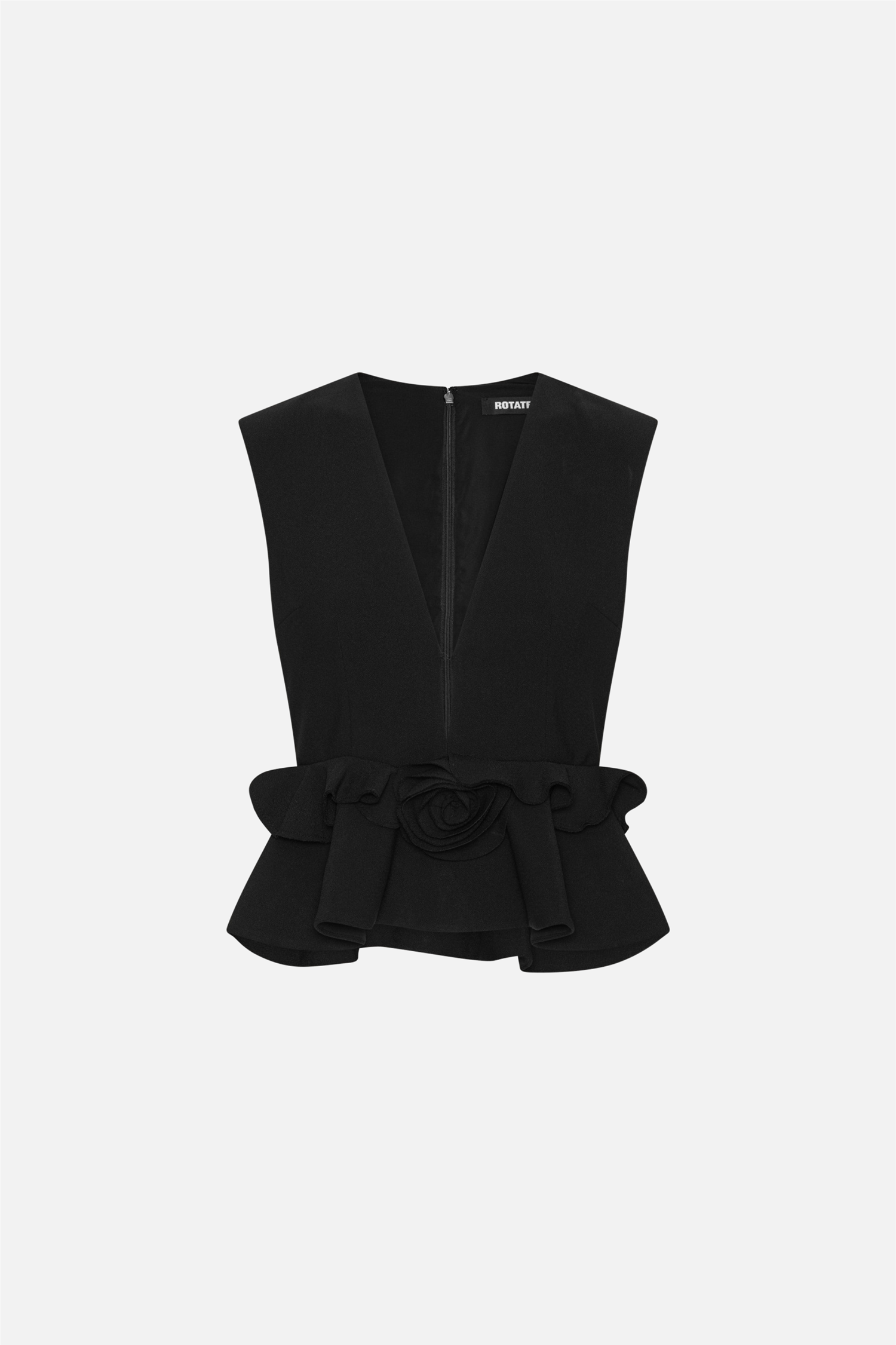 V-Neck Flower Top Black.