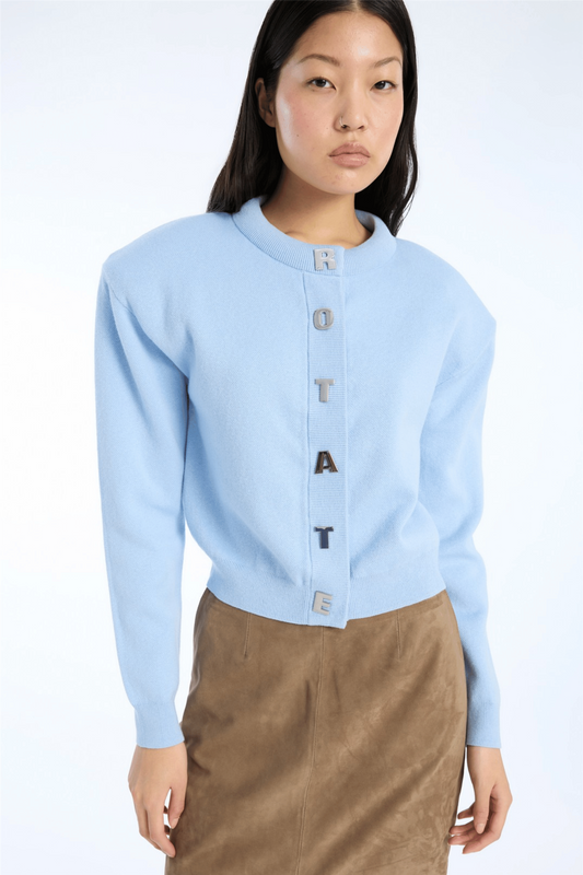 Firm knit cardigan Hydrangea (Blue)