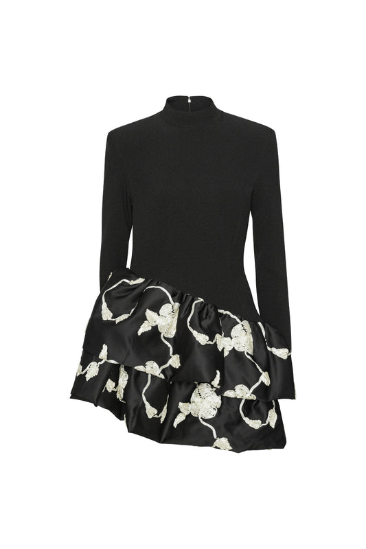 3D Flower Bubble Dress Black Comb.