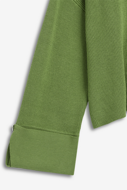 Atari Rib Cardigan Leaf Green.