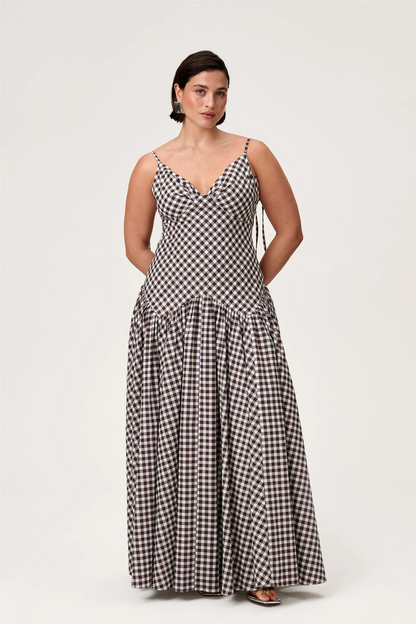 Léon Dress Brown Gingham.