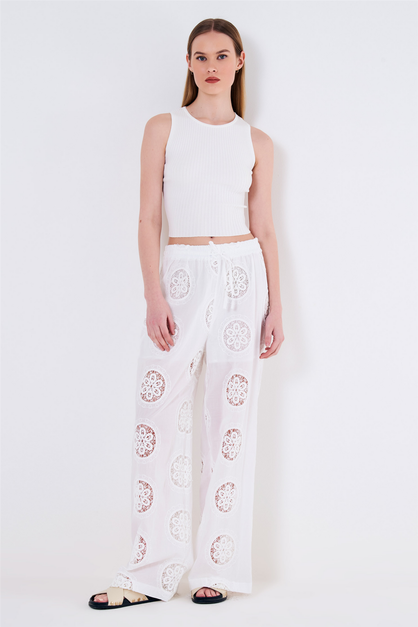 Lace pants Bianco.