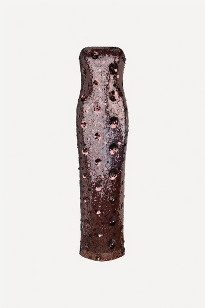 Sequins Tube Dress Chicory Coffee.