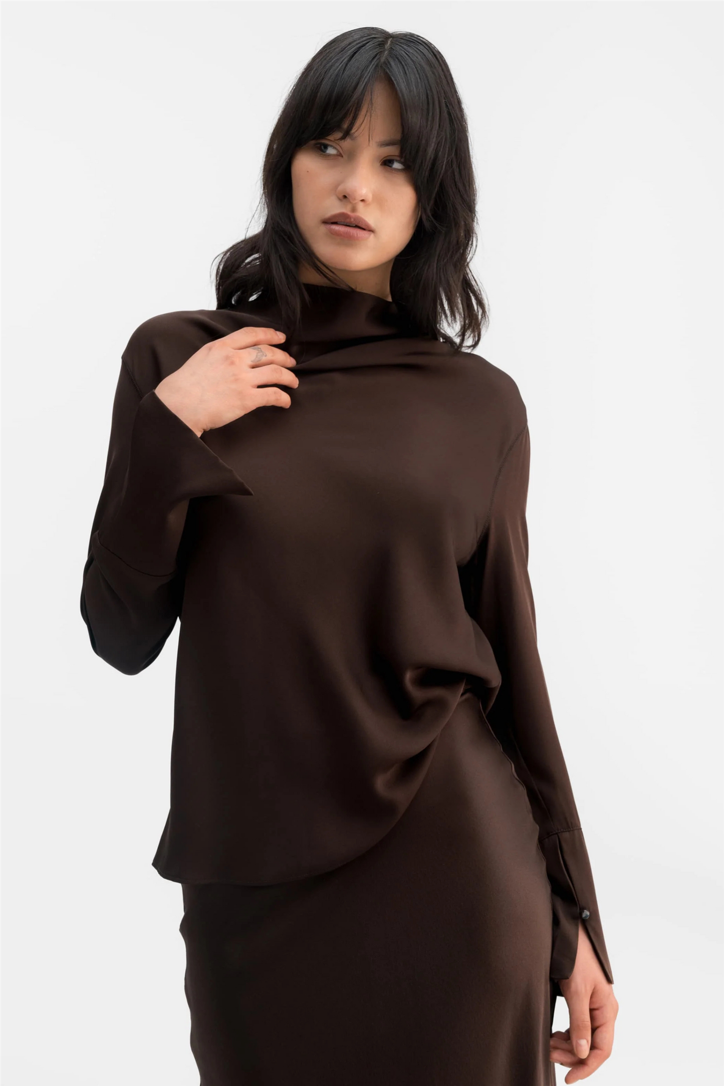 Ayumi Silk Blouse Dark Brown