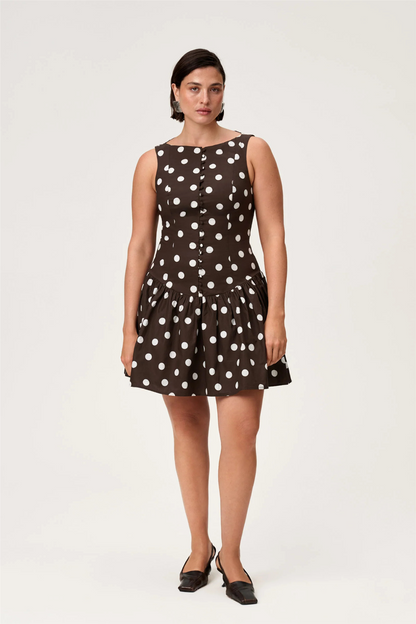 Sevilla Dress Small Brown Dot.