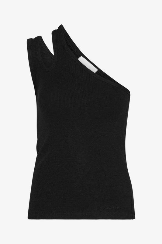 Jersey One-Shoulder Top Black.