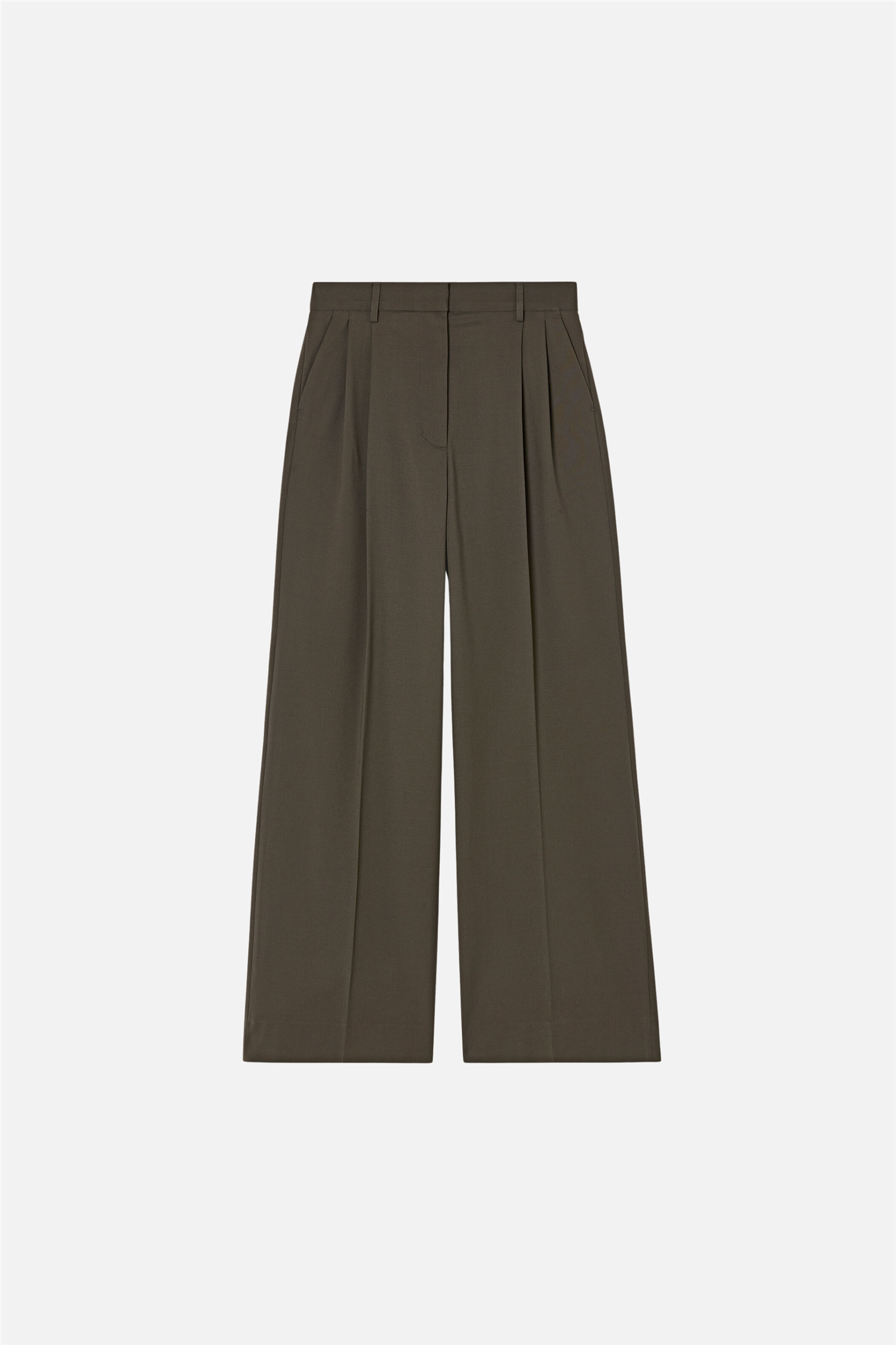 Darcey Wool Trousers Dark Moss Green.