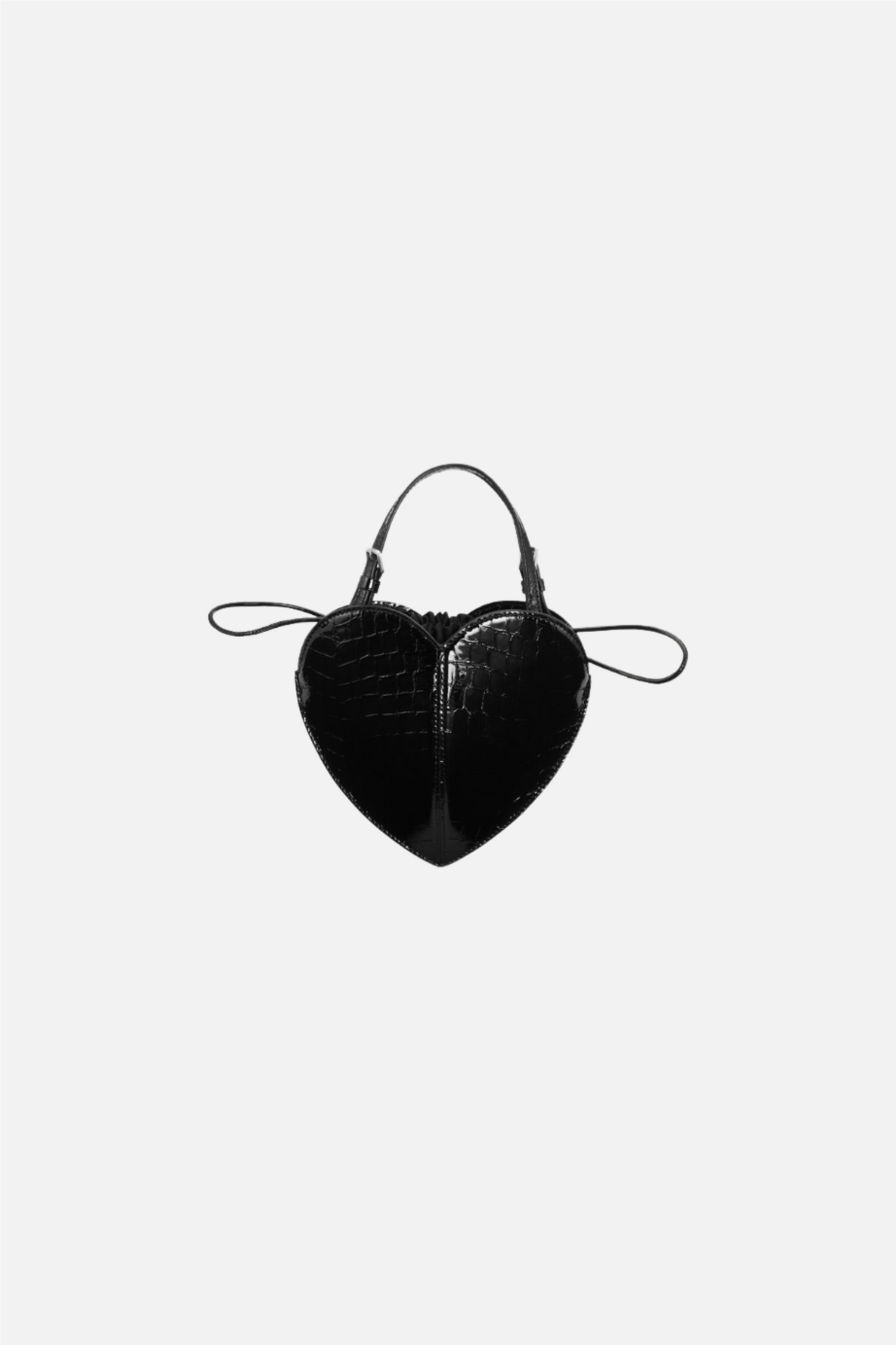 Patent Croco Heart Bag Black.