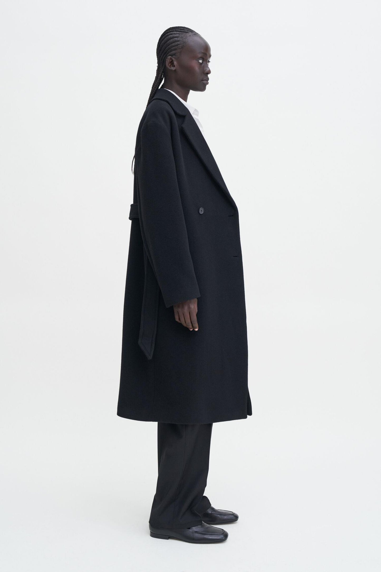 Soft wool belted coat Black