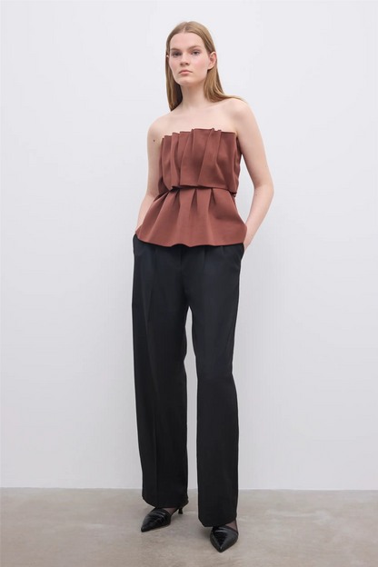 Sculpted Tube Top Mahogny Red