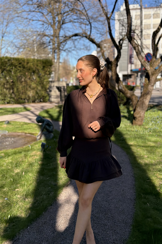 Posy Linen Skirt Cocoa Brown