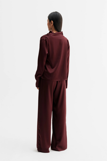 Mila Satin Trousers Burgundy
