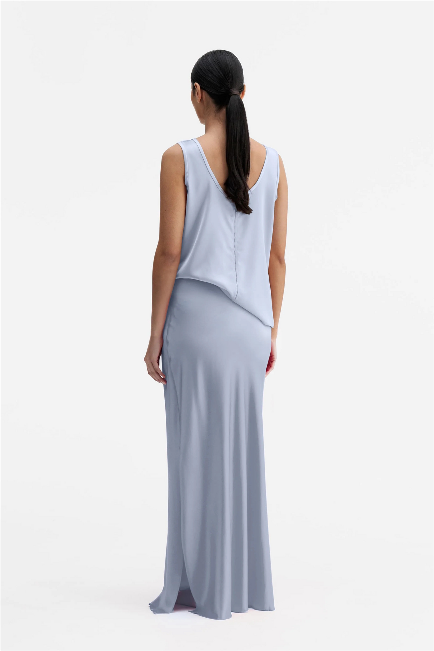 Hana Long Logo Skirt Denim Blue