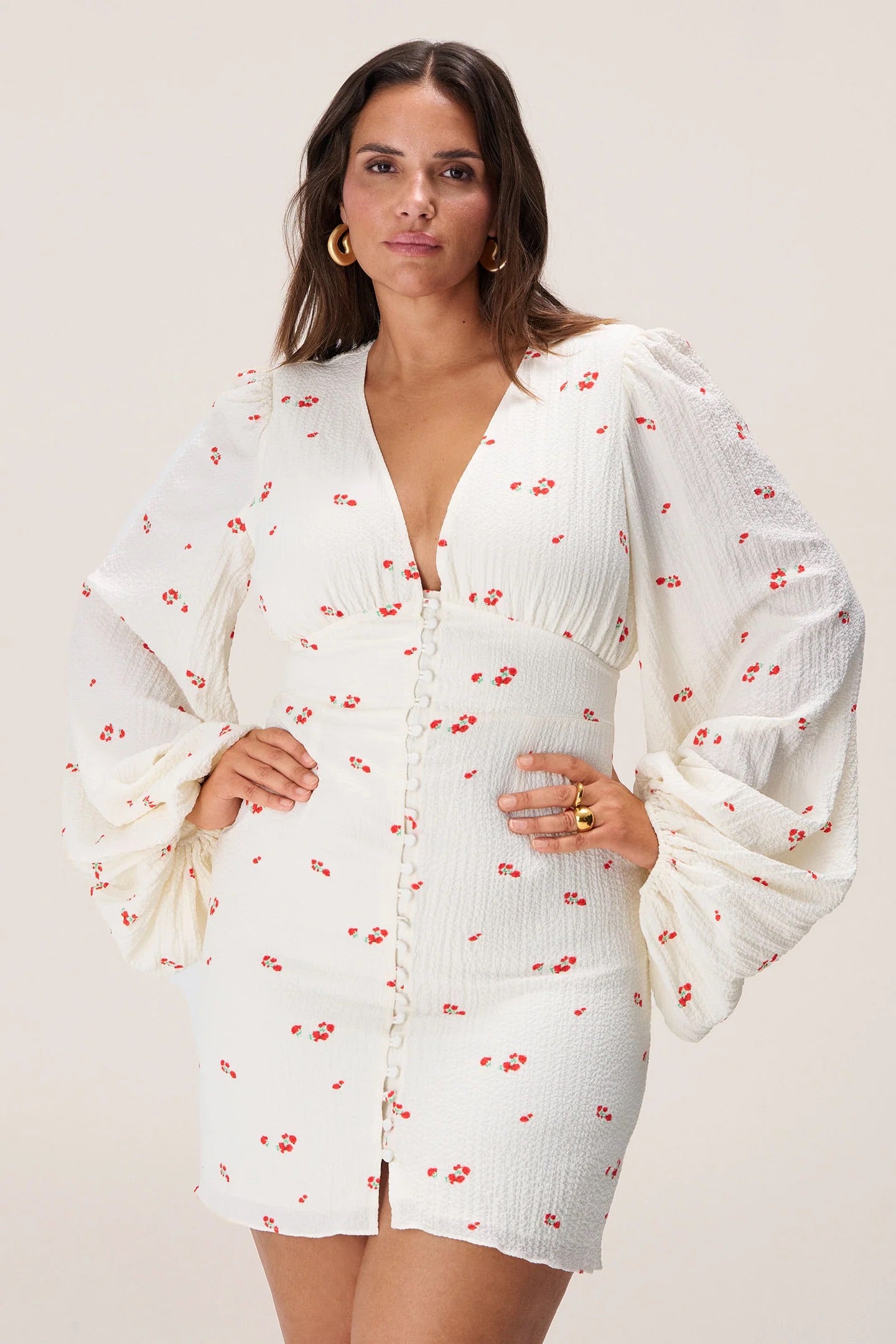 Florence Dress White/Red