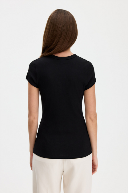 Fine rib tee Black