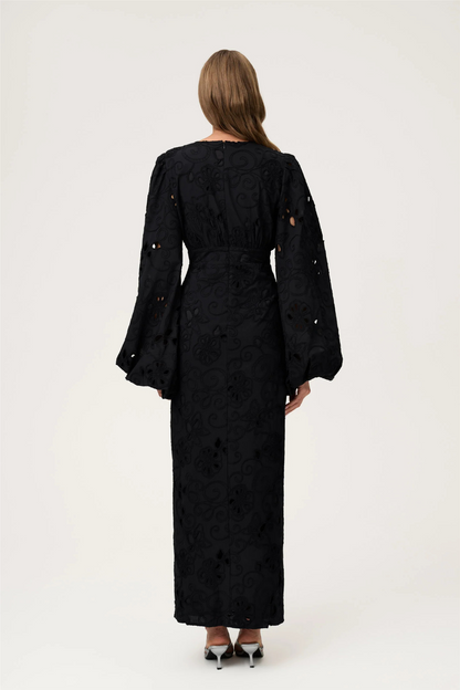 Positano Dress Black Embroidery