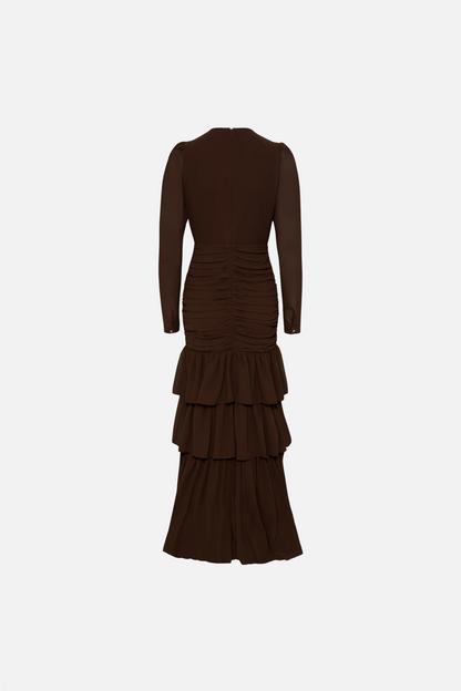 Jenna Long Sleeve Maxi Dress Espresso.