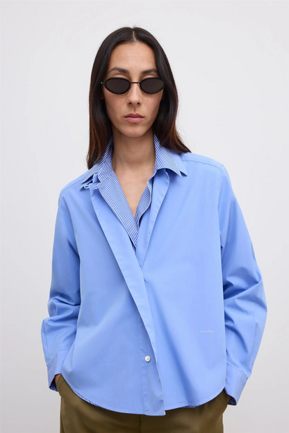 Cropped Shirt Mid Blue