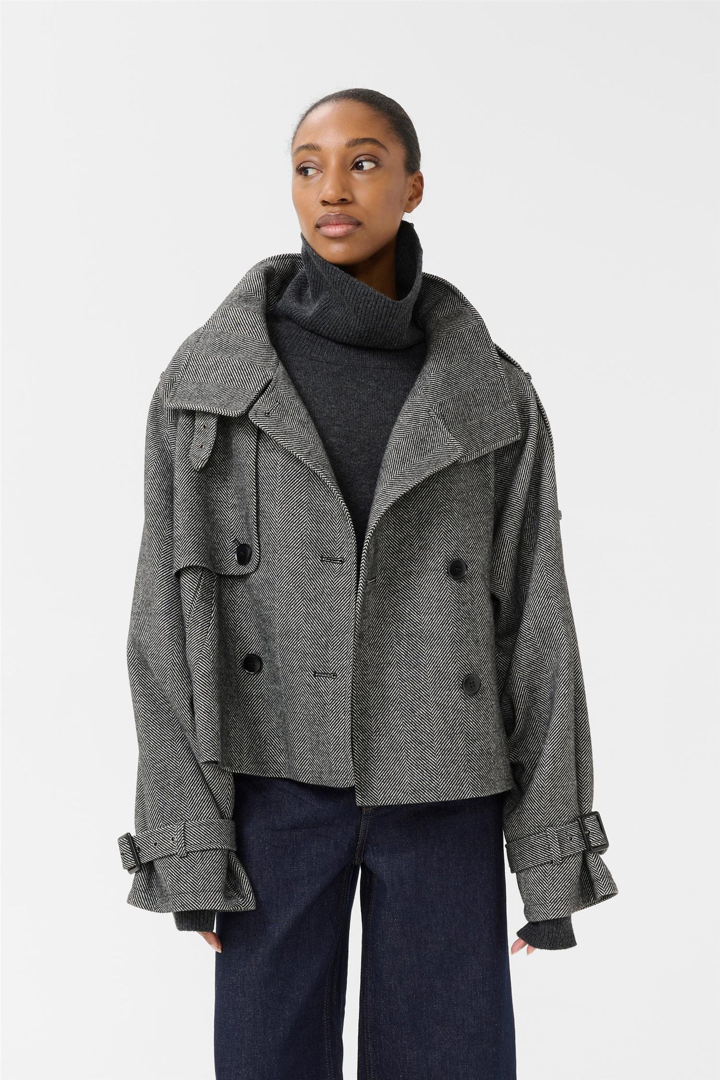 GZavic short jacket Black Herringbone
