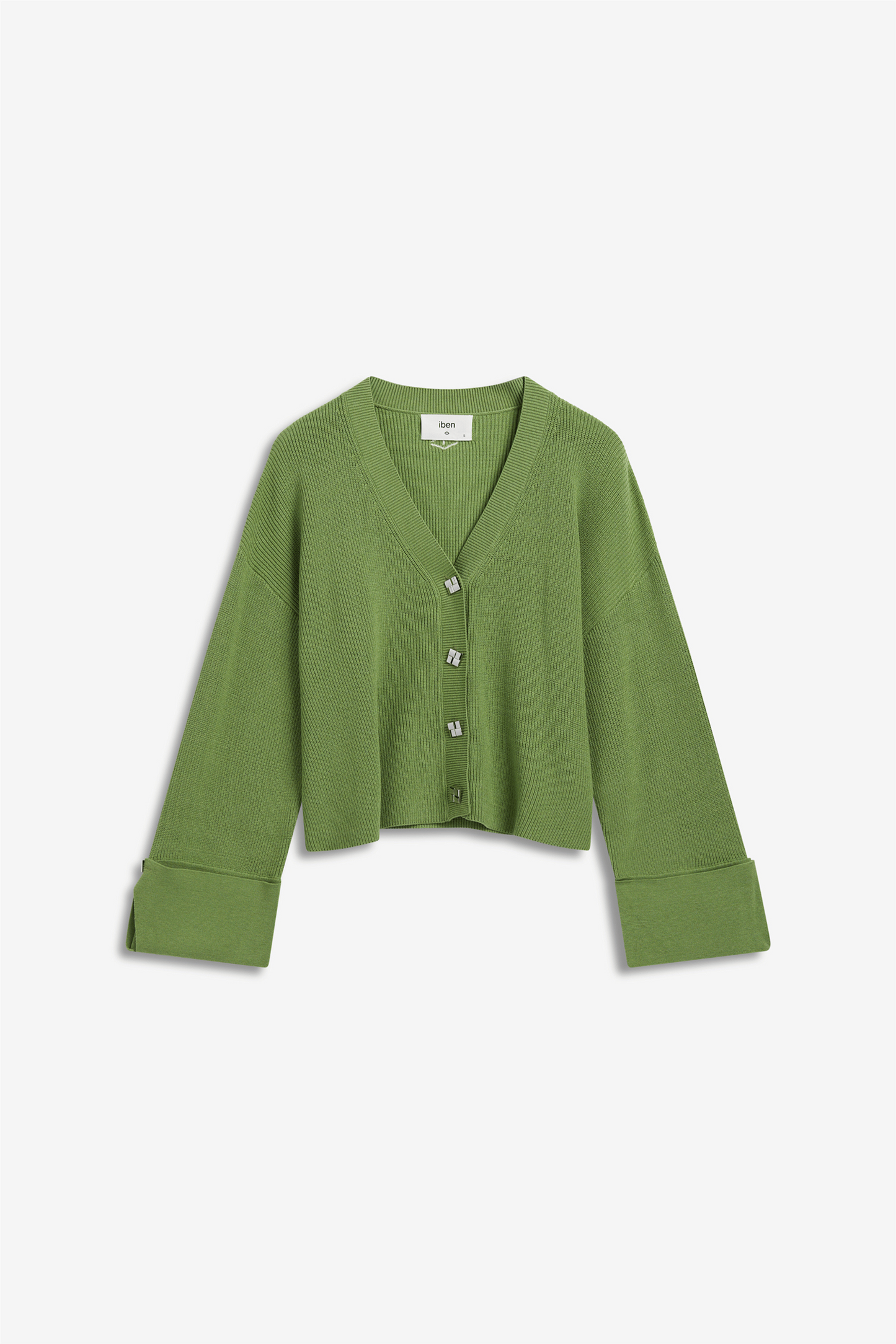 Atari Rib Cardigan Leaf Green.