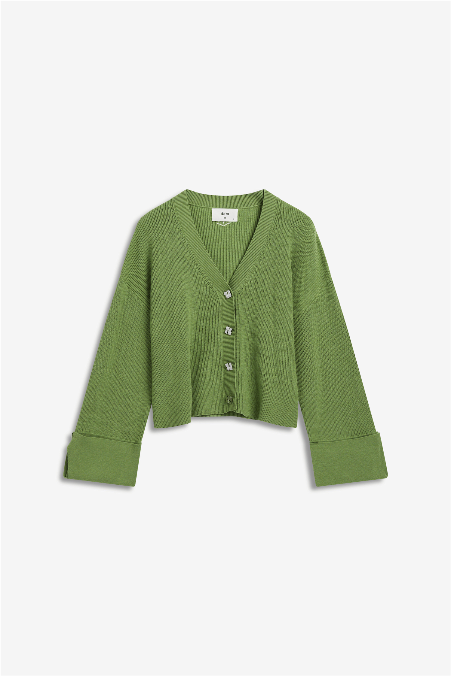 Atari Rib Cardigan Leaf Green.