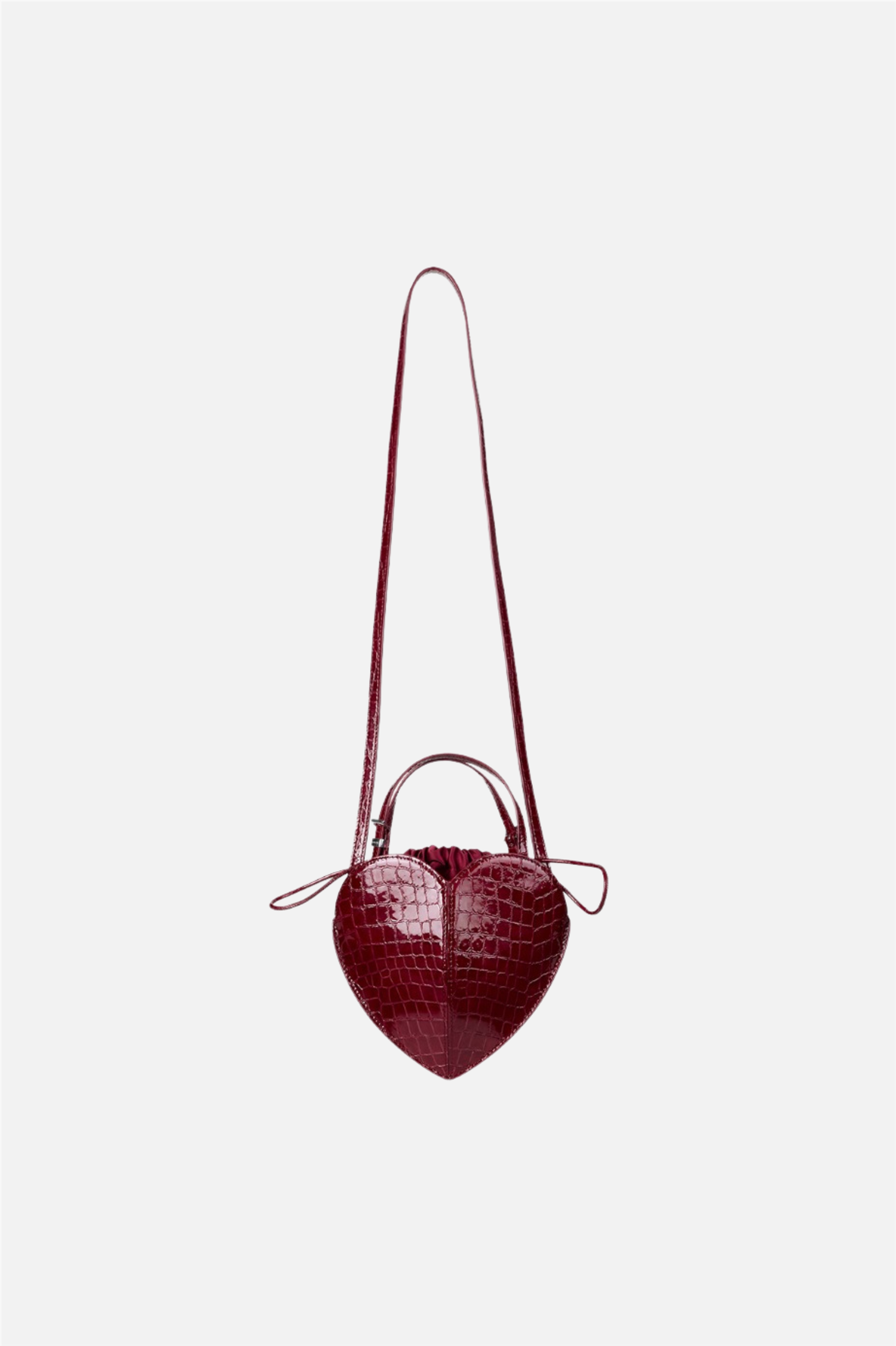 Patent Croco Heart Bag Windsor Wine.