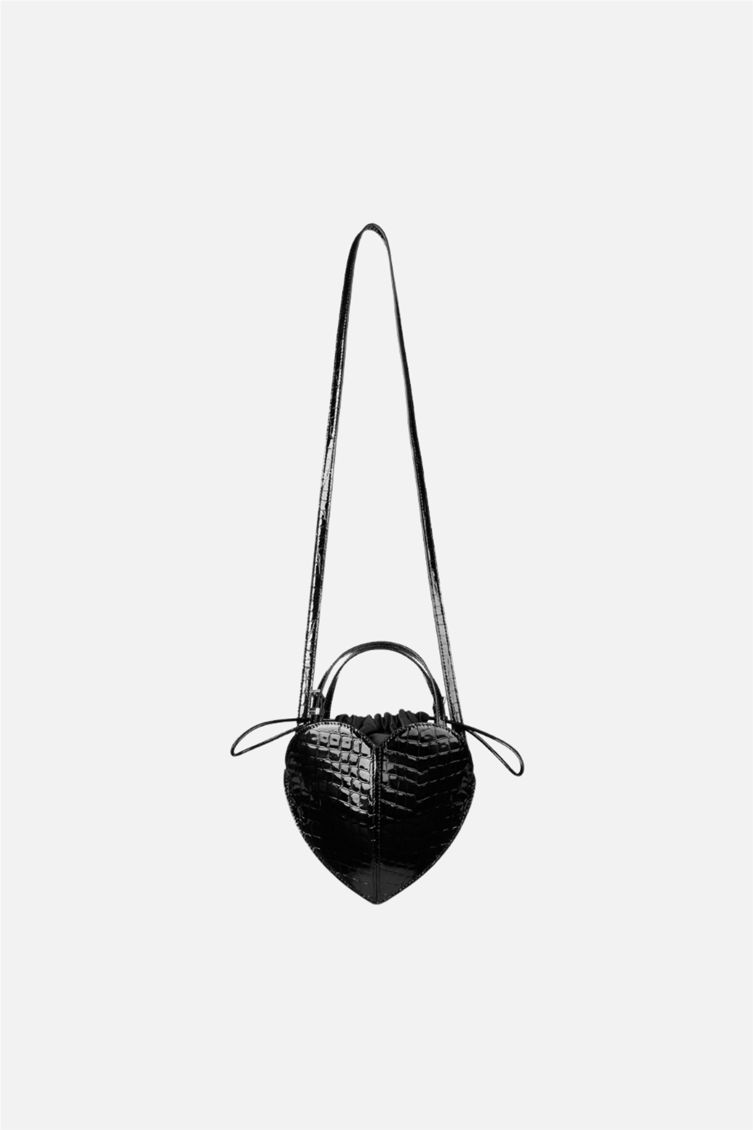 Patent Croco Heart Bag Black.