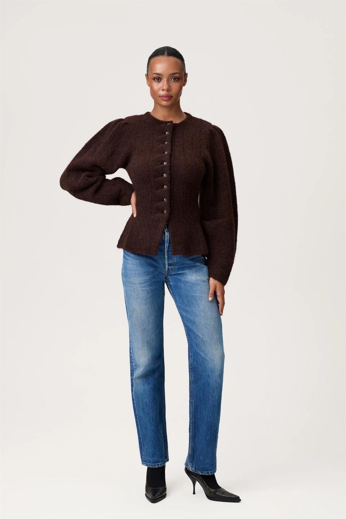 Arolla Cardigan Brown Melange.