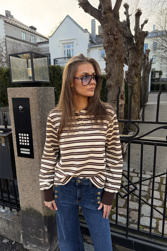 Grit Pique Sweater Cocoa Stripe