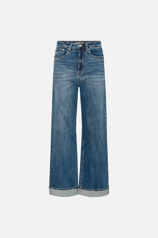 GZsara HW wide jeans Washed Mid Blue.