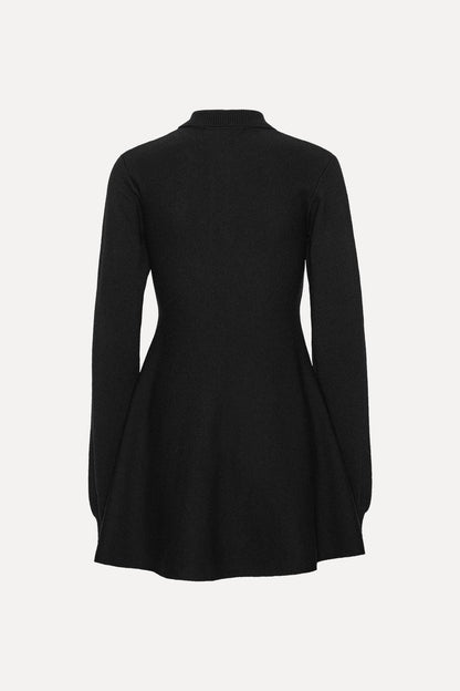 Slinky Knit Polo Dress Black