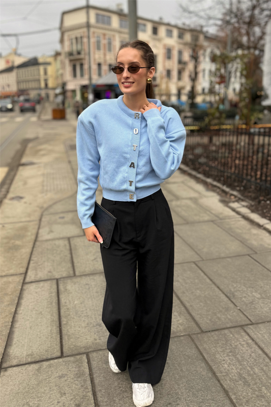 Firm Knit Cardigan Hydrangea (Blue)