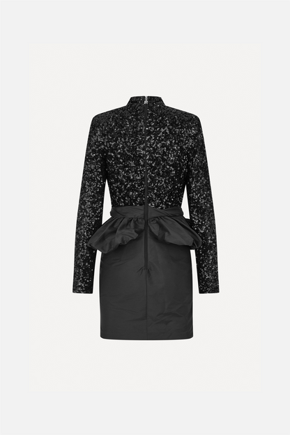 Ls Mini Peplum Dress Black.