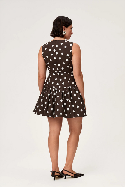 Sevilla Dress Small Brown Dot.