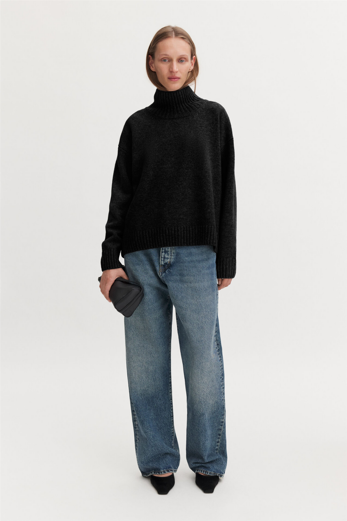 Wool Cashmere Turtleneck Sweat Black