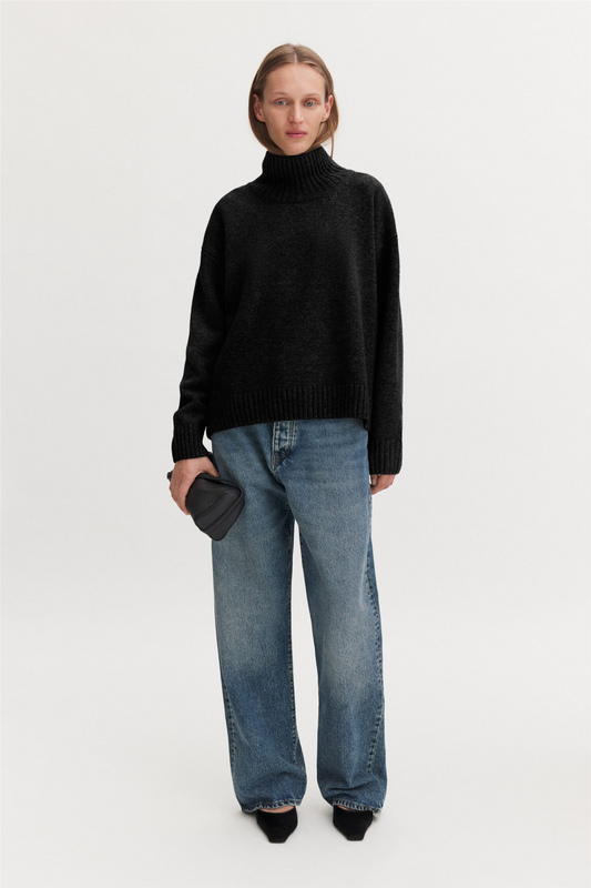 Wool Cashmere Turtleneck Sweat Black