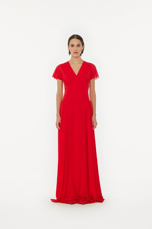 Maxi V-Neck Dress Racing Red