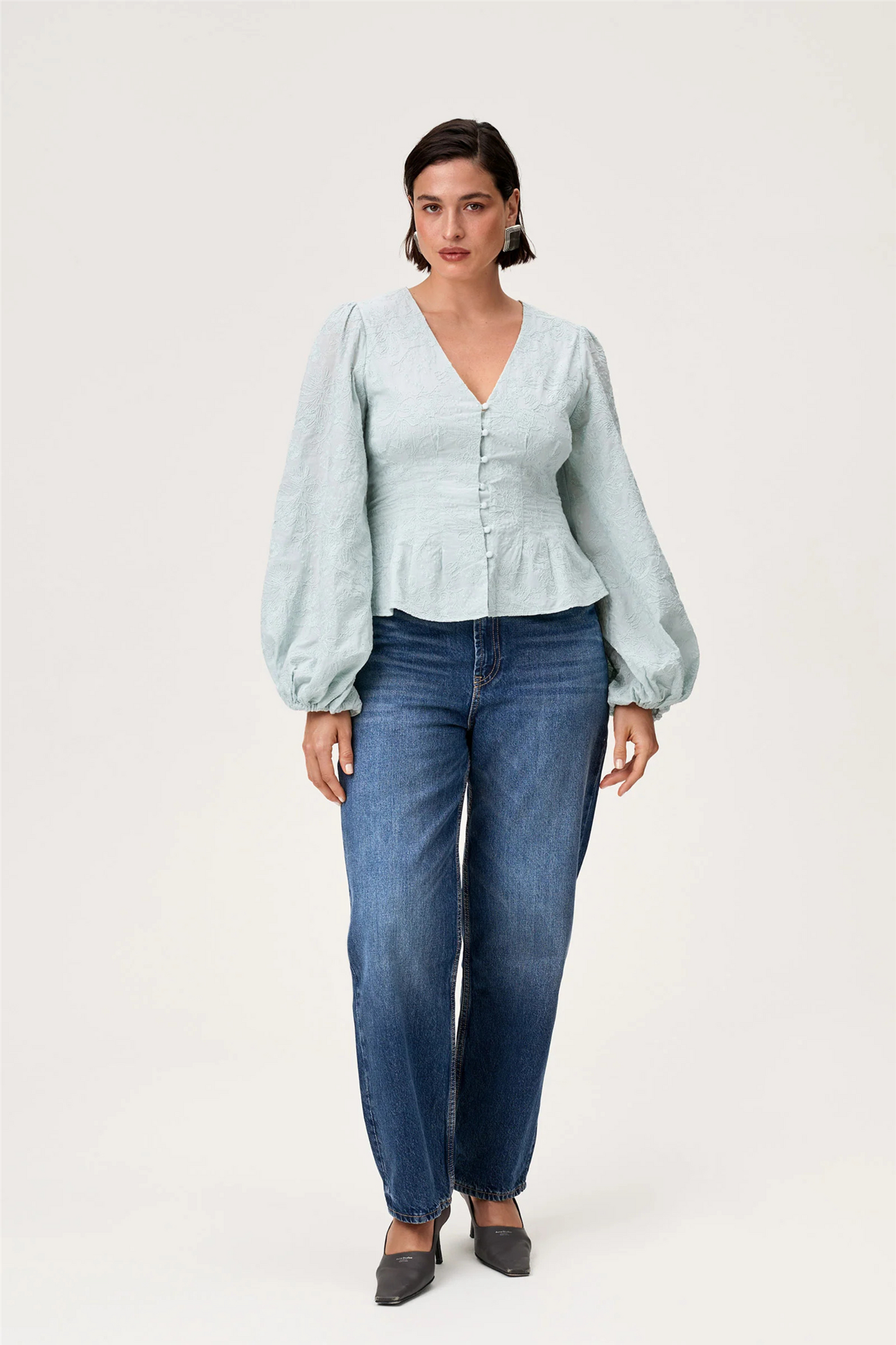 Palena Blouse Mint Embroidery.