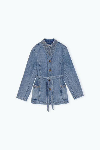 Fitted Denim Jacket Faded Denim.