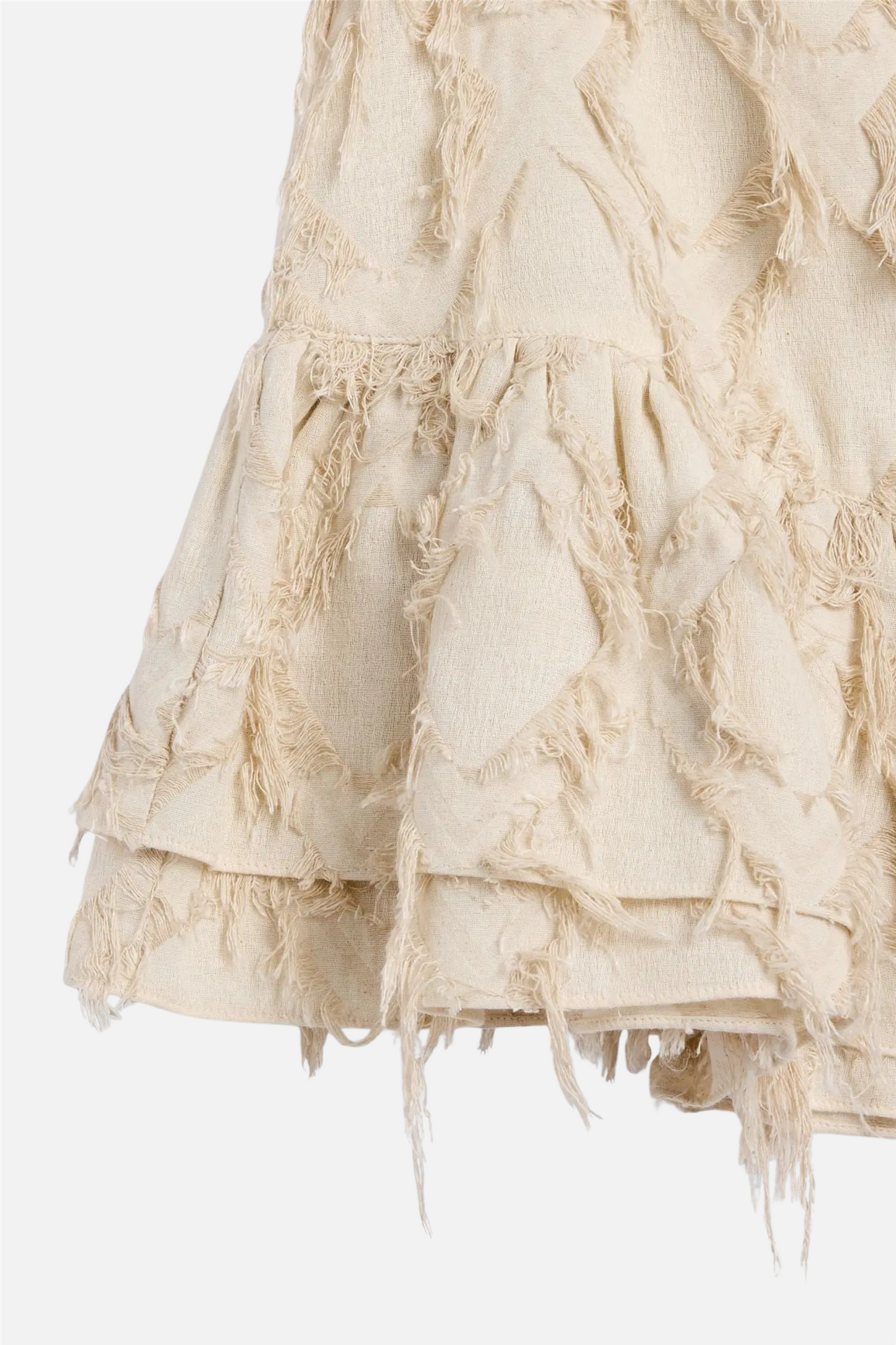 Posy Fray Skirt Raw Beige