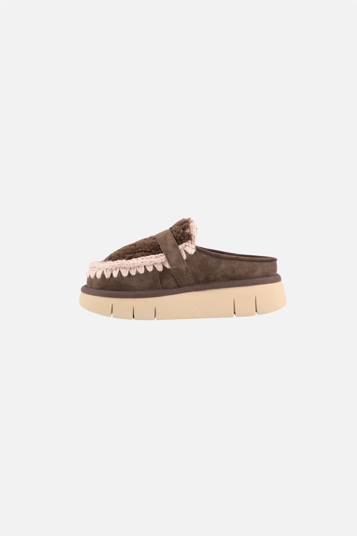 Bounce Clog Suede & Curly Sheepskin Mocha