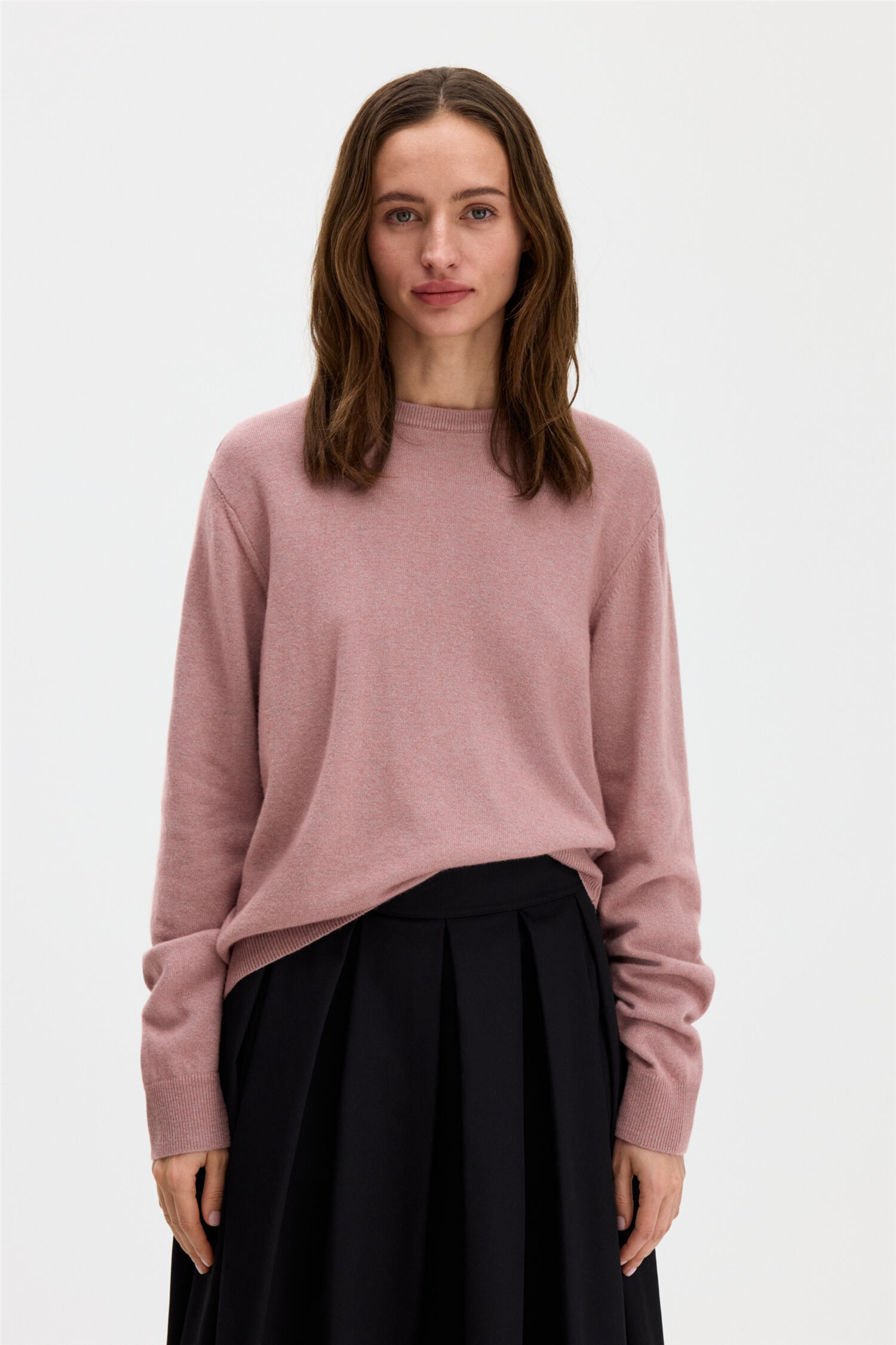 Soft Wool Crewneck Sweater Light Pink.