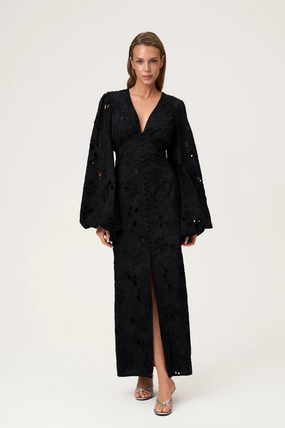 Positano Dress Black Embroidery