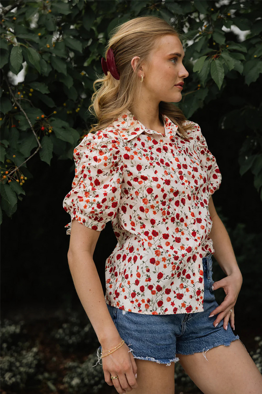 Melisande Blouse Red Floral